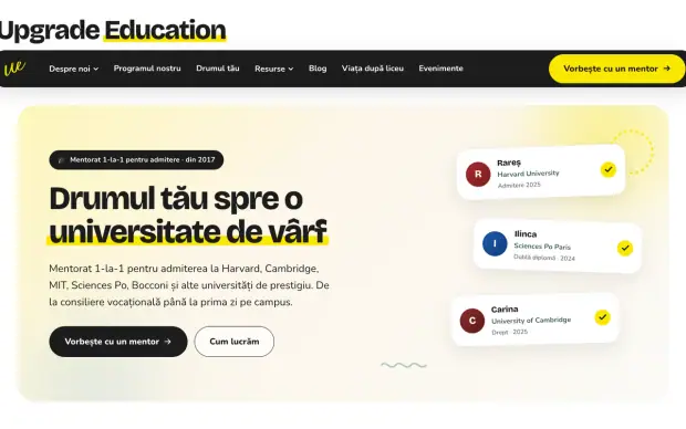Upgrade Education website page, after the makeover 1